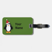 Cute Santa Penguin Bagagelabel (Achterkant horizontaal)