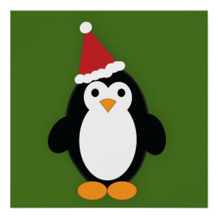 Cute Santa Penguin Perfect Poster