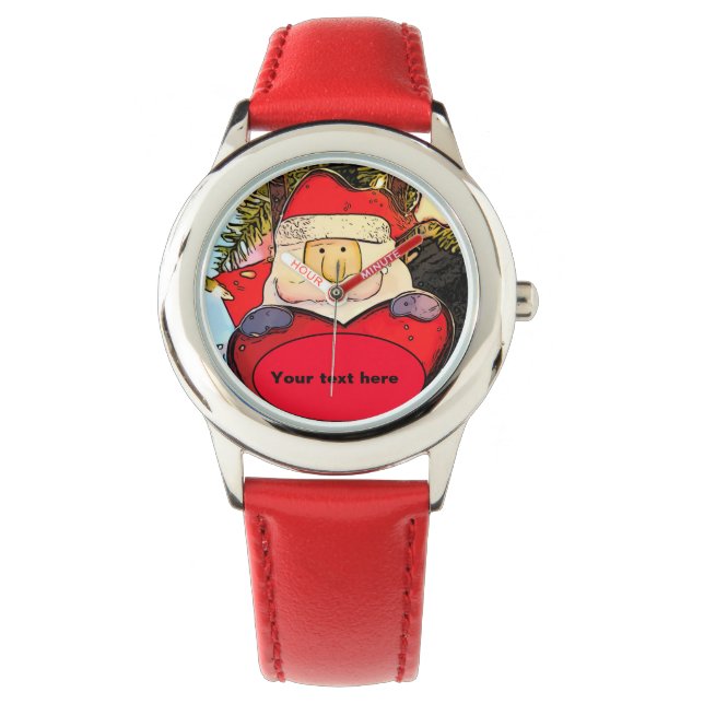 Cute Santa personaliseren Horloge (Voorkant)