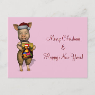 Cute Santa Piggie die Afbeelding toont Feestdagenkaart