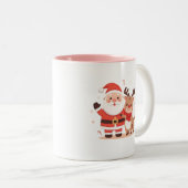 Cute Santa & Reindeer Christmas Mug (Devant droit)