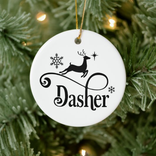 Cute Santa Reindeer Names Dasher Kerstmis Keramisch Ornament (Boom)
