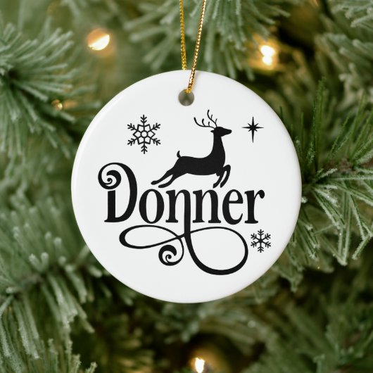 Cute Santa Reindeer Names Donner Kerstmis Keramisch Ornament (Boom)