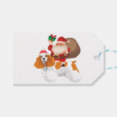 Cute Santa Riding Cocker Spaniel Dog Kerstmis Cadeaulabel (Voorkant (Horizontaal))