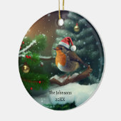 Cute Santa Robin met aangepaste tekst/tekstloos Keramisch Ornament (Links)