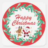 Cute Santa & Rudolph Christmas Sticker  (Voorkant)