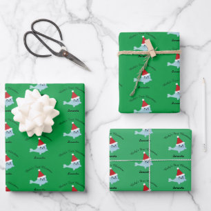 Cute Santa Seal Baby's Eerste Kerstmis Inpakpapier Vel