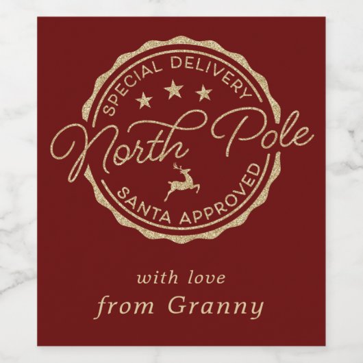 Cute Santa Seal North Pole Wijn Etiket (Enkel label)