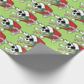 Cute Santa Skull Cadeaupapier (Hoek)