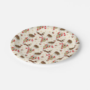 Cute Santa Sloth Prettige feestdagen Papieren Bordje