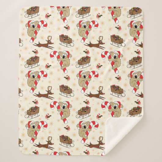 Cute Santa Sloth Prettige feestdagen Sherpa Deken (Voorkant)