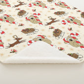 Cute Santa Sloth Prettige feestdagen Sherpa Deken (3/4)