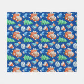 Cute Santa Winter Cartoon Blue Pattern Fleece Deken (Voorkant (Horizontaal))