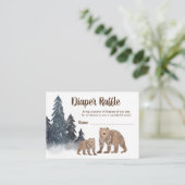 Cute Scandi Beren Winter Baby shower Diaper Raffle Informatiekaartje (Staand voorkant)