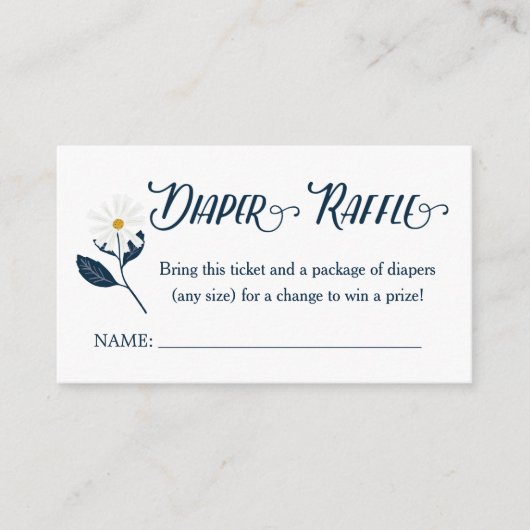 Cute Scandi Daisy Diaper Raffle Ticket Informatiekaartje (Voorkant)