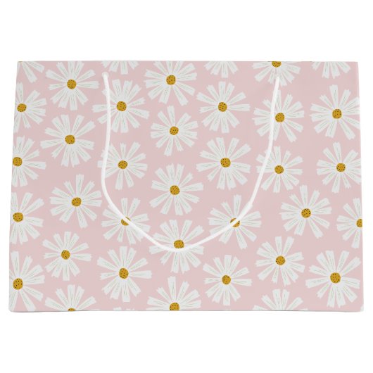 Cute Scandi Daisy Wrapping Large Gift Bag Groot Cadeauzakje (Voorkant)