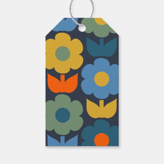 Cute Scandi Retro Modern Floral Pattern Cadeaulabel (Voorkant)