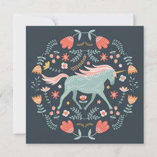 Cute Scandi Unicorn Holiday Kaart