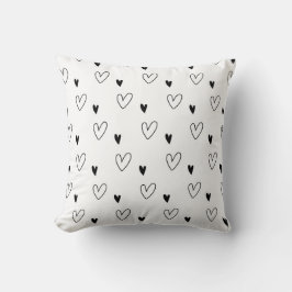 Cute Scandinavian Black and White Heart Pattern Kussen