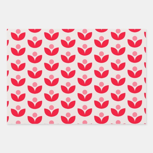 Cute Scandinavian Botanical Geometric Art Roze Roo Inpakpapier Vel (Voorkant 2)