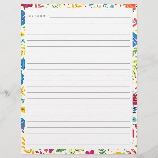 Cute Scandinavian Floral Custom Recipse Insert Flyer (Achterkant)