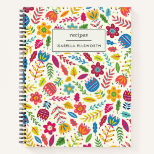 Cute Scandinavian Floral Personalized Recipe Notitieboek
