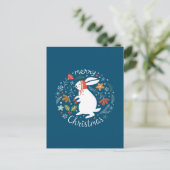 Cute Scandinavian Folk KerstBunny Briefkaart (Staand voorkant)