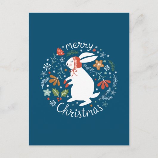 Cute Scandinavian Folk KerstBunny Briefkaart (Voorkant)