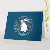 Cute Scandinavian Folk KerstBunny Kaart (Gele Bloem)