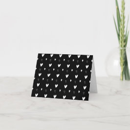 Cute Scandinavian Heart Pattern Black and White Bedankkaart