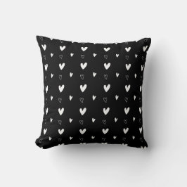 Cute Scandinavian Heart Pattern Black and White Kussen