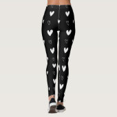 Cute Scandinavian Heart Pattern Black and White Leggings (Achterkant)