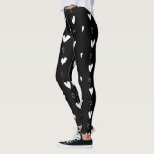 Cute Scandinavian Heart Pattern Black and White Leggings (Links)