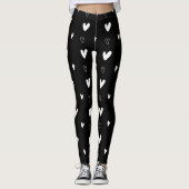 Cute Scandinavian Heart Pattern Black and White Leggings (Voorkant)