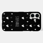 Cute Scandinavian Heart Pattern Black Personalized Case-Mate iPhone Case (Achterkant (horizontaal))