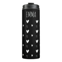 Cute Scandinavian Heart Pattern Black Personalized
