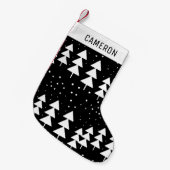Cute Scandinavian KerstBlack en White Trees Kleine Kerstsok (Voorkant (Hangend))