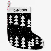 Cute Scandinavian KerstBlack en White Trees Kleine Kerstsok (Voorkant)