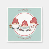 Cute Scandinavian Kerstgnomen Servet (Voorkant)