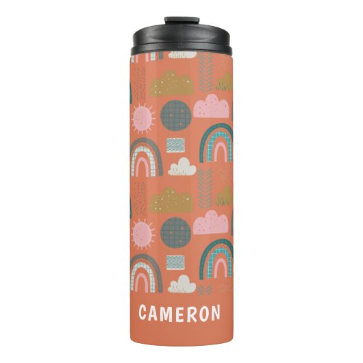 Cute Scandinavian Rainbows Personalized Thermosbeker (Voorkant)