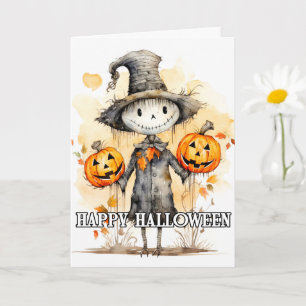 Cute Scarecrow Happy Halloween Kaart