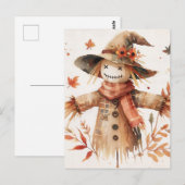 Cute Scarecrow Smiling Watercolor Briefkaart (Voorkant / Achterkant)