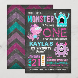 Cute Scary Little Monsters Birthday Kaart