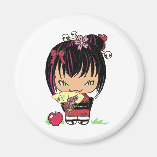 Cute Scary Miao - gothic kokeshi doll Magneet (Voorkant)