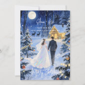 Cute Scene Enchanted Christmas Forest Wedding Save The Date (Voorkant)