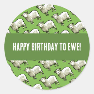 Cute Schaap Gelukkige Verjaardag Aan Jou Pixel Art Ronde Sticker