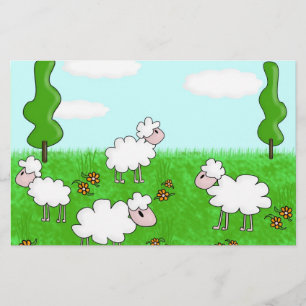 Cute Schaap Kinderen Illustratie Briefpapier