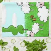 Cute Schaap Kinderen Illustratie Theedoek (Gevouwen)
