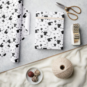 Cute Schapen Illustratie Zwart En Wit Cadeaupapier