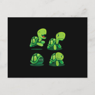 Cute Schattig Green Turtle Funny Turtle Tortoise Briefkaart